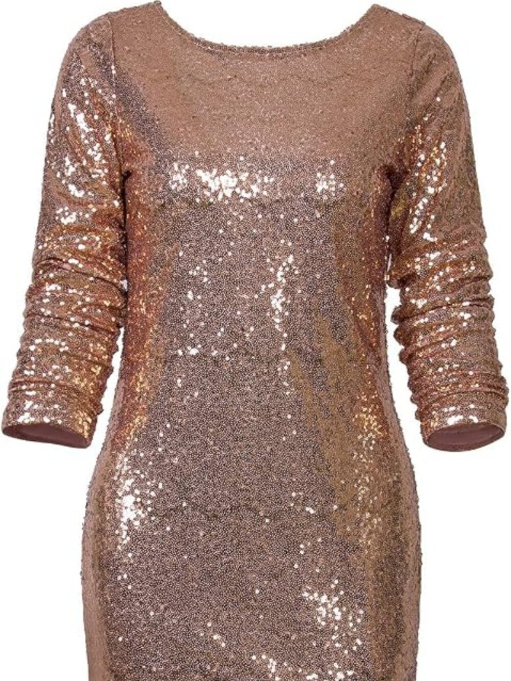 Vijiv Women's Sexy Deep V Sequin Glitter Bodycon Stretchy Mini Dress, Gold XL